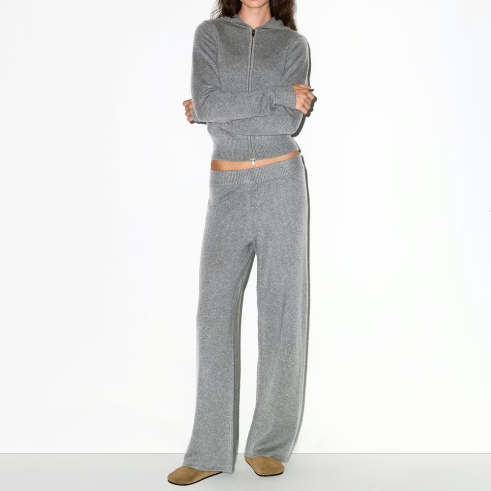 SKIMS Gray Cashmere Wide Leg Pant NWT